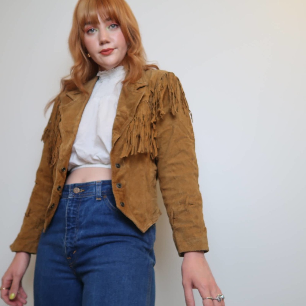 Wilsons Leather Tan Suede Fringe Jacket - Picture 3 of 8